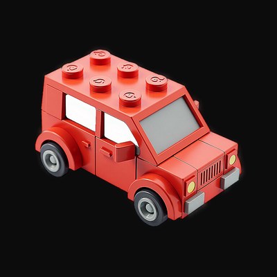 Red Toy Brick City Car - Clay 3 - 3D icon from Toy Brick Vehicles - Clay