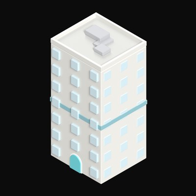 Banded Mid-Rise Building - 3D icon from Clay Buildings & Cottages