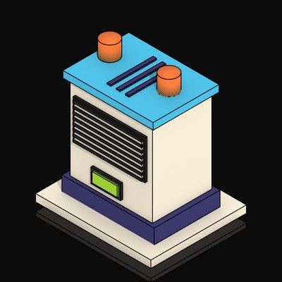 Cream Air Handler with a Downflow Grille - 3D icon from Neo Brutalist AI Hardware