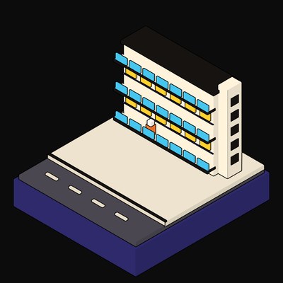 Interlocking Scissor-Section Maisonettes with Alternating Window Bands - illustration from Neo Brutalist Scenes Icons