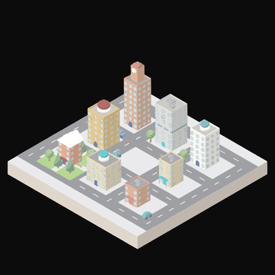 Town Square Block - illustration from Isometric City Scene Illustrations