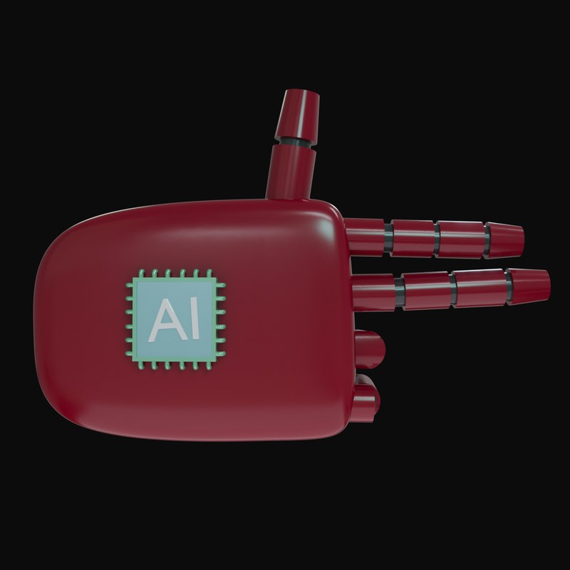 Burgundy Finger Gun Robot Hand 3D Icon - 3D icon from Robot Hand Gestures 3D Icons