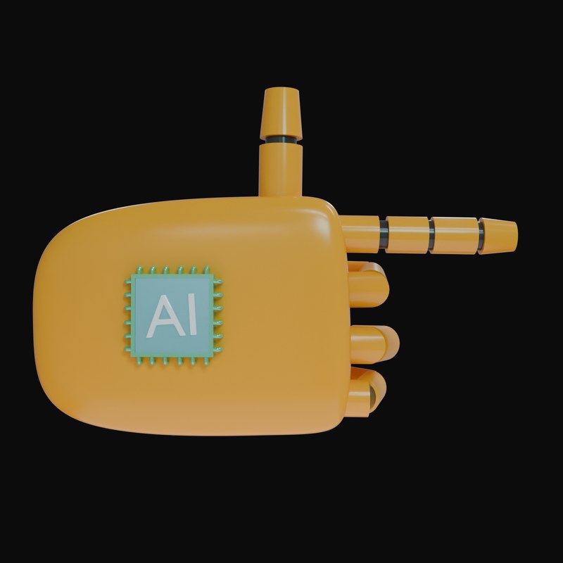 Orange Pointing Right Robot Hand 3D Icon - 3D icon from Robot Hand Gestures 3D Icons