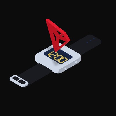 TRON Floating Over a Watch - illustration from Crypto & Currency Watch Float