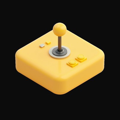 Yellow Arcade Joystick - 3D icon from Retro Tech & Devices