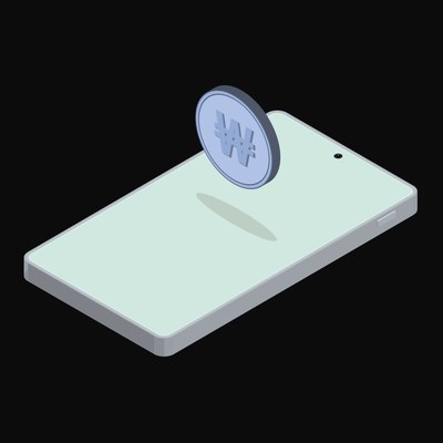 Phone Korean Won Floating - animated icon from Crypto and World Currency Phone Float