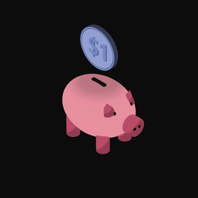 World Liberty USD Floating Over a Piggy Bank - animated icon from Crypto & Currency Piggy Bank Float
