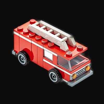 Red Toy Brick Fire Truck - Plastic - 3D icon from Toy Brick Vehicles - Plastic