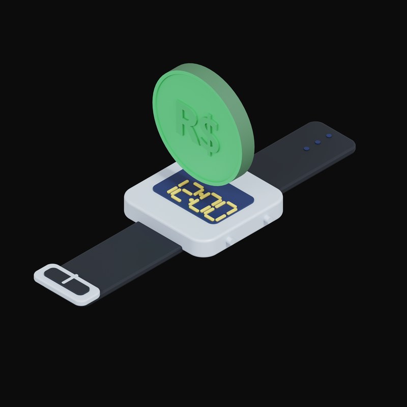 Brazilian Real Floating Over a Watch - 3D icon from Crypto & Currency Watch Float