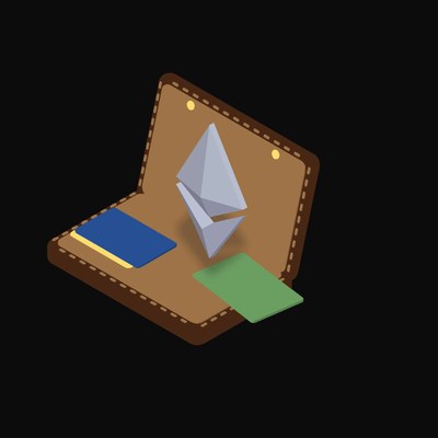 Ethereum Floating Over a Wallet - illustration from Crypto & Currency Wallet Float