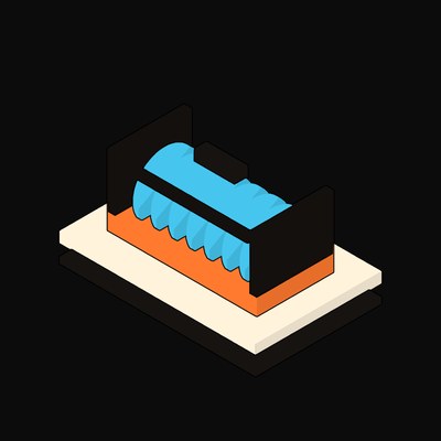 Orange Wafer Cassette with Seven Slotted Wafers - illustration from Neo Brutalist AI Hardware Icons