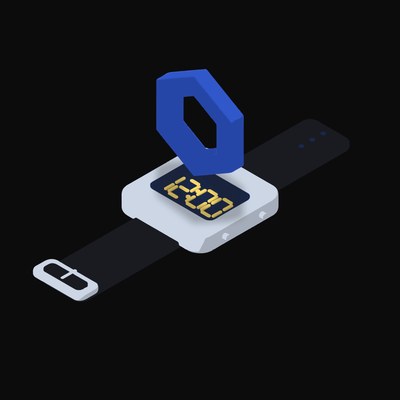 Chainlink Floating Over a Watch - illustration from Crypto & Currency Watch Float