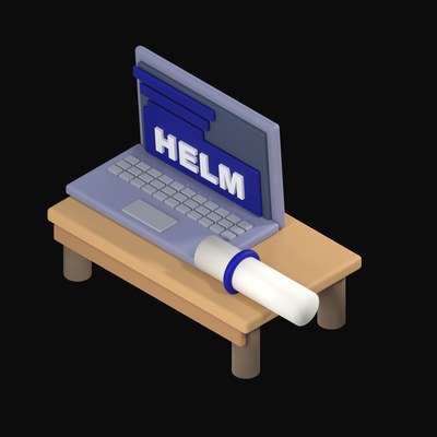 Helm Releases on a Laptop - 3D icon from Isometric Developer Stack Desks 3D Icons