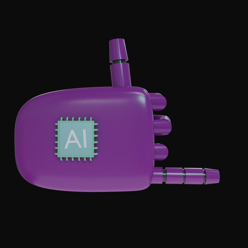 Purple Rock On Robot Hand 3D Icon - 3D icon from Robot Hand Gestures 3D Icons