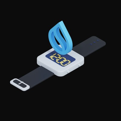 Sui Floating Over a Watch - 3D icon from Crypto & Currency Watch Float