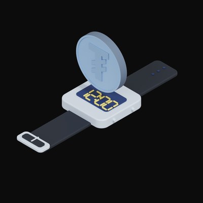 Mongolian Tugrik Floating Over a Watch - 3D icon from Crypto & Currency Watch Float