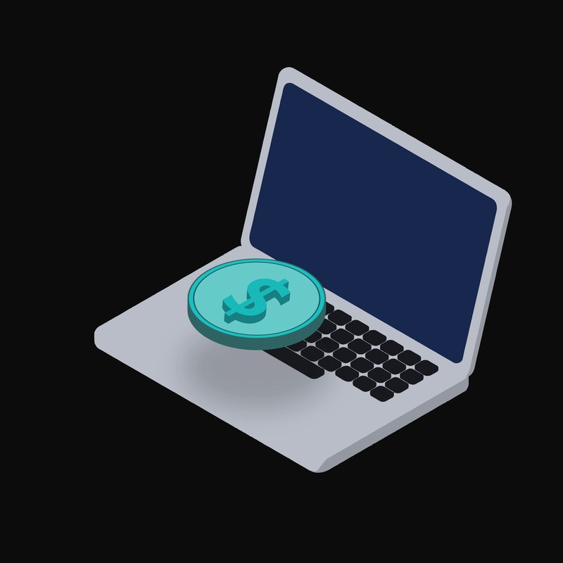 Hong Kong Dollar Floating Over a Laptop (Back) - illustration from Crypto & Currency Laptop Float
