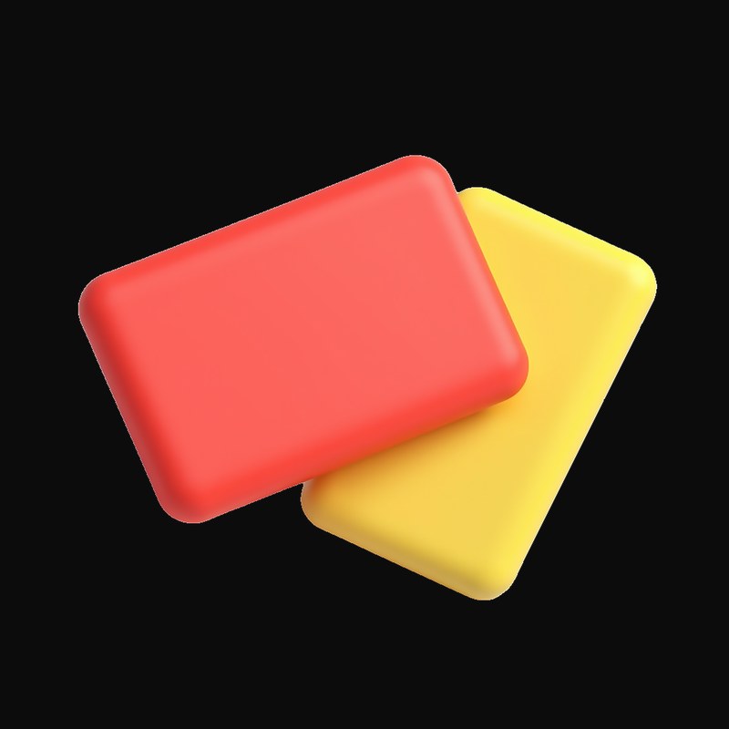 Red and Yellow Referee Cards - 3D icon from World Cup Football Season