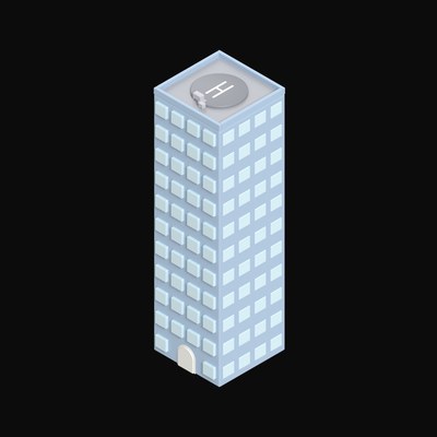 Corporate Tower with Rooftop Helipad - 3D icon from Clay Buildings & Cottages