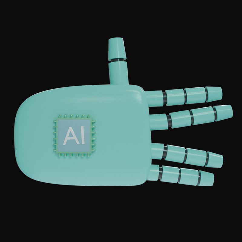 Turquoise Split Finger Salute Robot Hand 3D Icon - 3D icon from Robot Hand Gestures 3D Icons