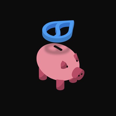 Sui Floating Over a Piggy Bank (Back) - animated icon from Crypto & Currency Piggy Bank Float