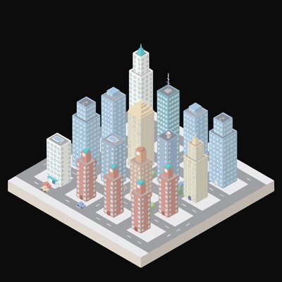 Downtown Financial Core - illustration from Isometric City Scene Illustrations