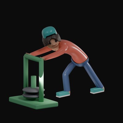Man Driving a Prowler Sled - 3D icon from Gym Workout Pose Figures 3D Icons