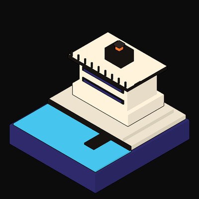 Lime Coastal Watch Post with Slit Windows on the Horizon - illustration from Neo Brutalist Scenes Icons