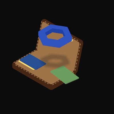 Chainlink Floating Over a Wallet (Back) - illustration from Crypto & Currency Wallet Float