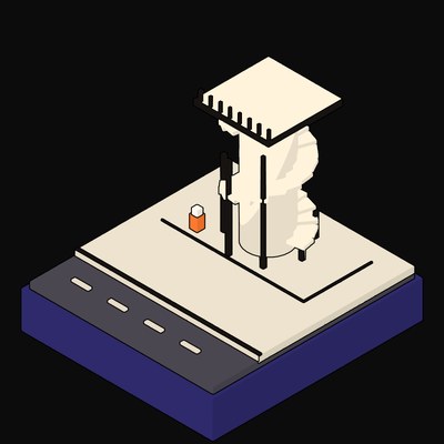Slender Spiral Observation Ramp to a Viewing Deck - illustration from Neo Brutalist Scenes Icons