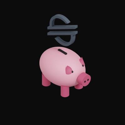Stellar Floating Over a Piggy Bank - 3D icon from Crypto & Currency Piggy Bank Float