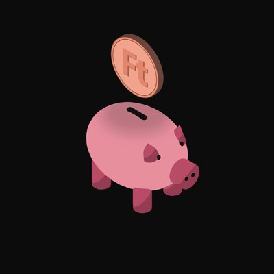 Hungarian Forint Floating Over a Piggy Bank - animated icon from Crypto & Currency Piggy Bank Float