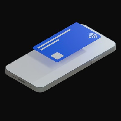 Blue Credit Card on a White Phone Animated Icon - animated icon from Credit Card and Phone Animated Icons