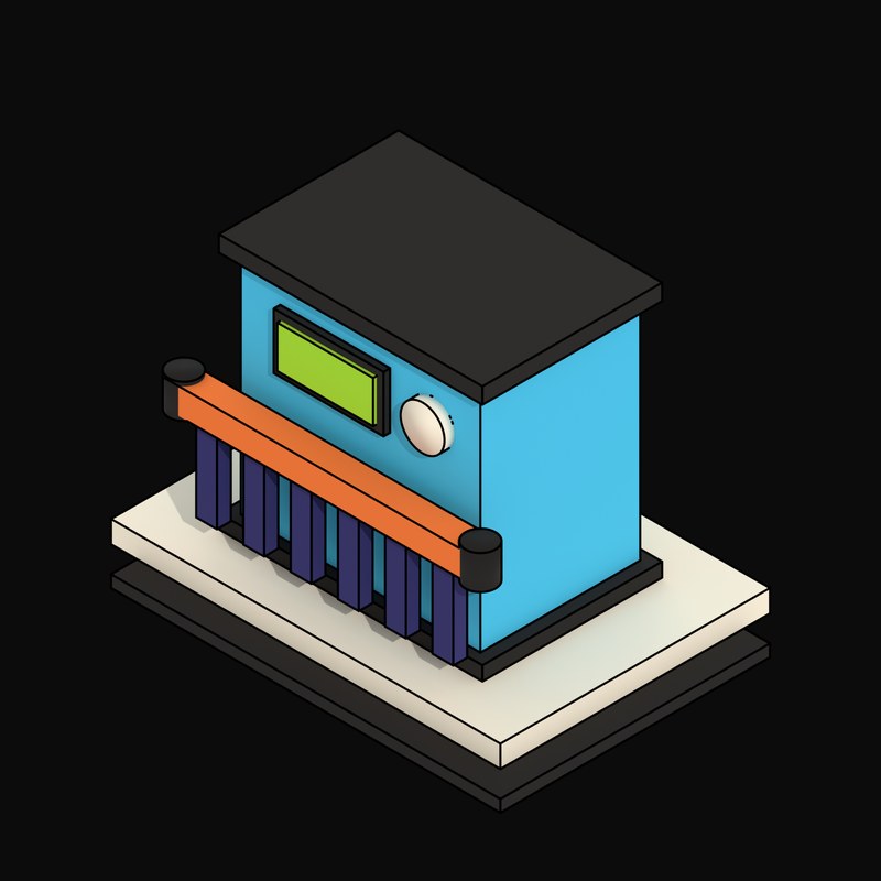 Cyan Coolant Distribution Unit with a Pipe Manifold - 3D icon from Neo Brutalist AI Hardware