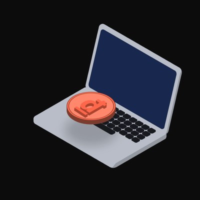 Vietnamese Dong Floating Over a Laptop (Back) - illustration from Crypto & Currency Laptop Float