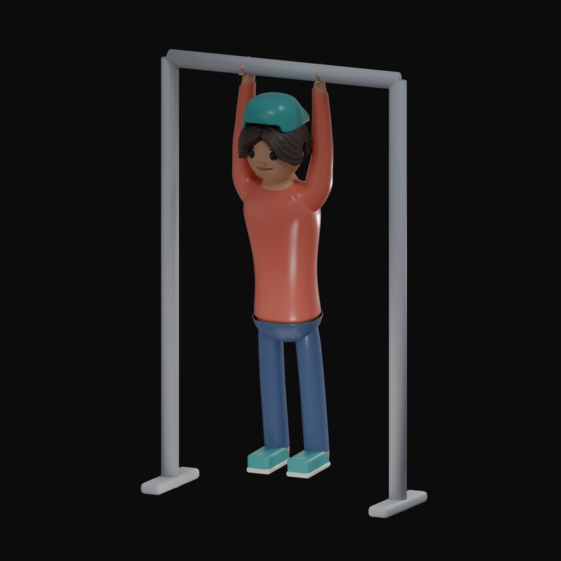 Man Holding a Full Dead Hang - 3D icon from Gym Workout Pose Figures 3D Icons
