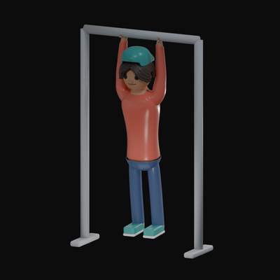 Man Holding a Full Dead Hang - 3D icon from Gym Workout Pose Figures 3D Icons