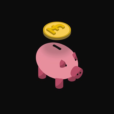 British Pound Floating Over a Piggy Bank (Back) - animated icon from Crypto & Currency Piggy Bank Float