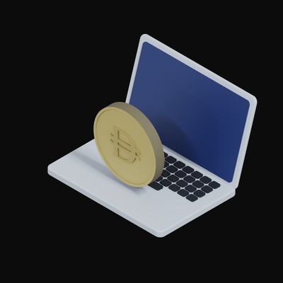 UAE Dirham Floating Over a Laptop - 3D icon from Crypto & Currency Laptop Float