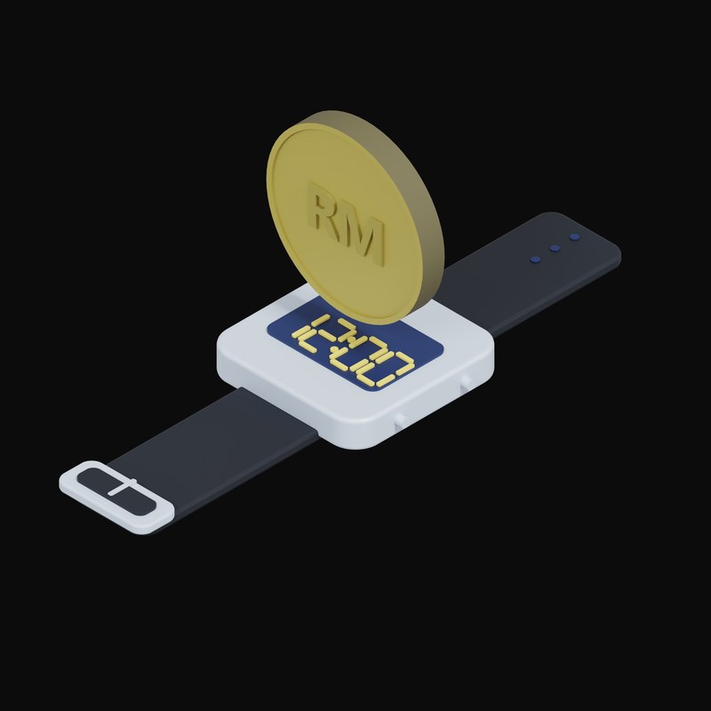 Malaysian Ringgit Floating Over a Watch - 3D icon from Crypto & Currency Watch Float