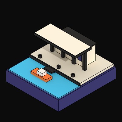 Lime Ferry Terminal Canopy Cantilevered Over the Dock - 3D icon from Neo Brutalist Scenes