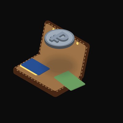 Russian Ruble Floating Over a Wallet (Back) - illustration from Crypto & Currency Wallet Float