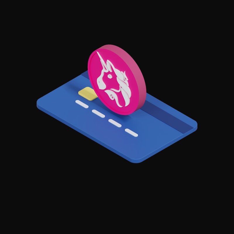 Uniswap Floating Over a Credit Card - 3D icon from Crypto & Currency Credit Card Float