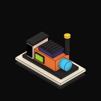 Orange Standby Generator on a Skid - 3D icon from Neo Brutalist AI Hardware