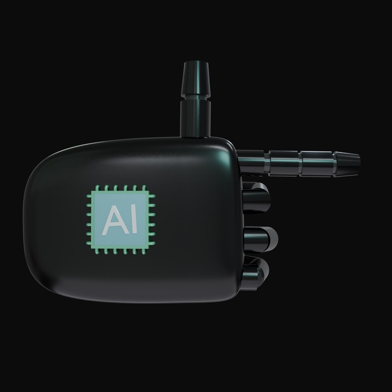 Black Pointing Right Robot Hand 3D Icon - 3D icon from Robot Hand Gestures 3D Icons