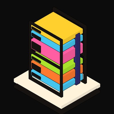 Ink Open Frame Rack with a Cable Spine - illustration from Neo Brutalist AI Hardware Icons