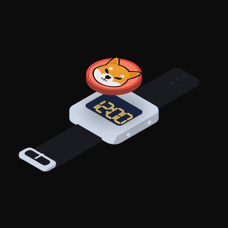 Shiba Inu Floating Over a Watch (Back) - animated icon from Crypto & Currency Watch Float
