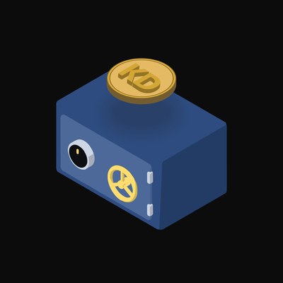 Kuwaiti Dinar Floating Over a Safe (Back) - animated icon from Crypto & Currency Safe Float