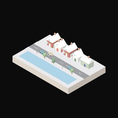 Waterside Boathouses - illustration from Isometric City Scene Illustrations