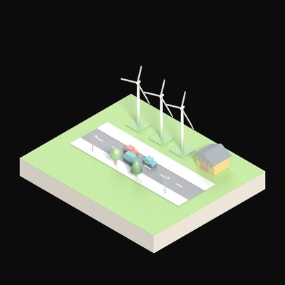 Wind Turbines - 3D icon from Isometric AI Infrastructure Scenes
